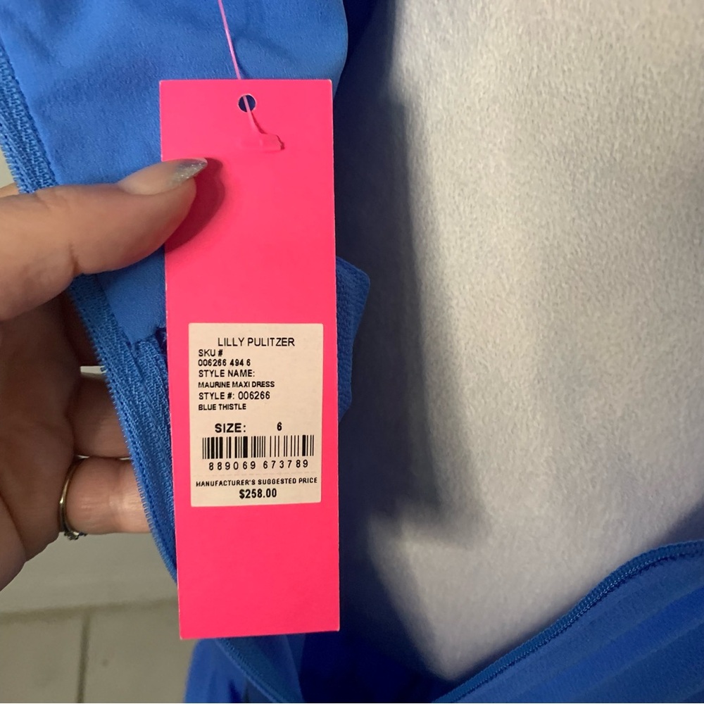 NWT Lilly Pulitzer Vibrant Blue Thistle Maureen Maxi Dress Resort Wear Belted - Picture 9 of 13